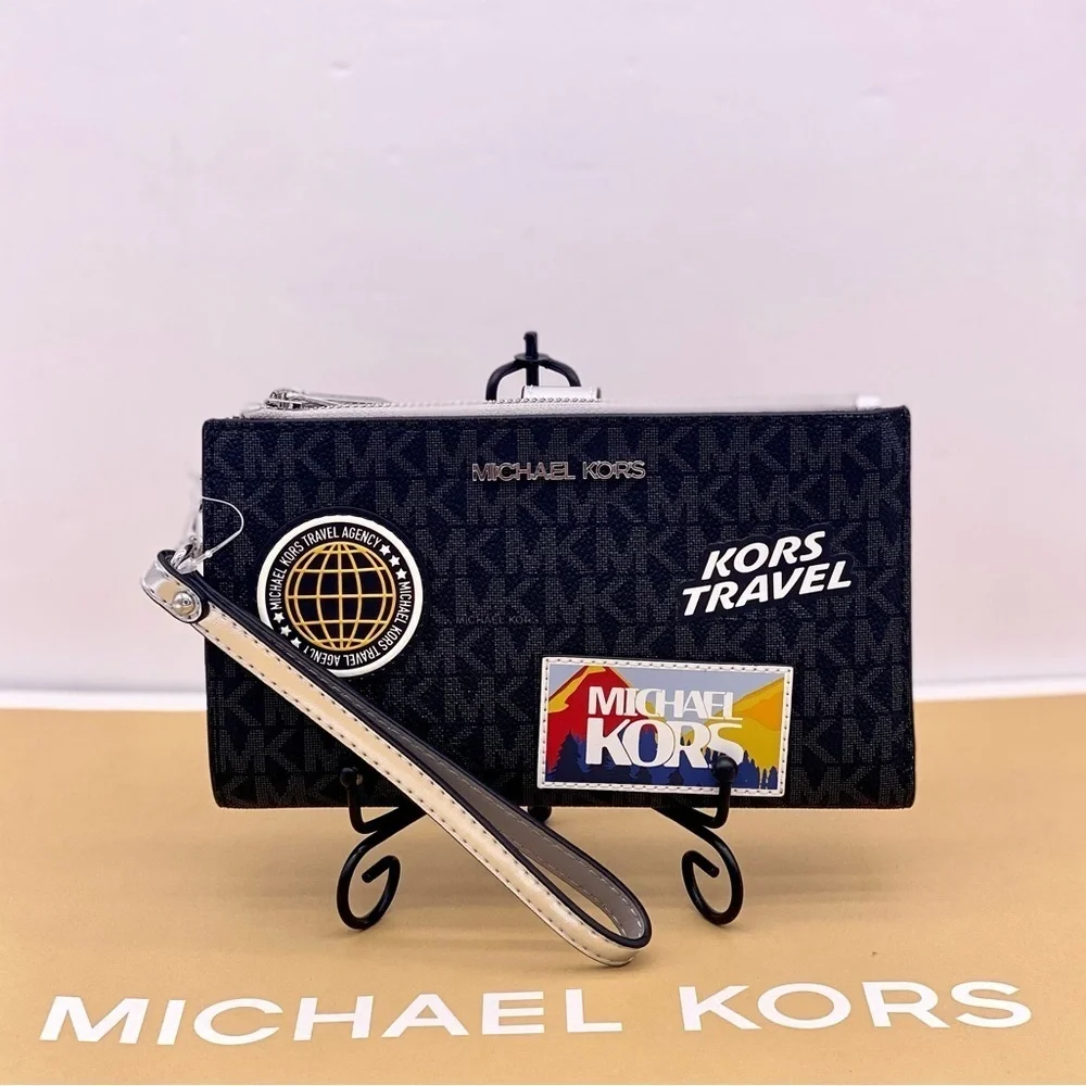 Michael Kors Jet Set Travel Large Embellished Signature Logo Wristlet Wallet